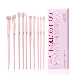 Jessup 10Pieces T496 Pink Premium Vegan Blending Face Brush Set